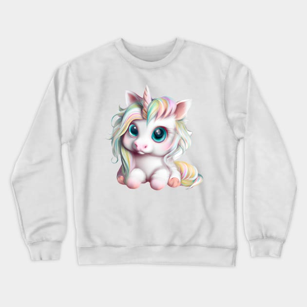 Cute Adorable Kawaii Baby Unicorn Crewneck Sweatshirt by CBV